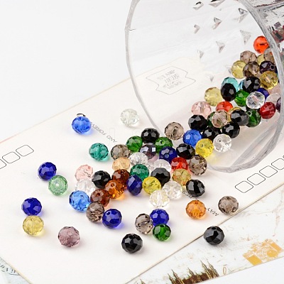 Faceted Rondelle Transparent Glass Beads GLAA-R152-8mm-M1-1