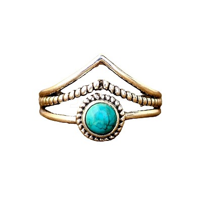Alloy and Synthetic Turquoise Finger Rings FS-WG19095-02-1