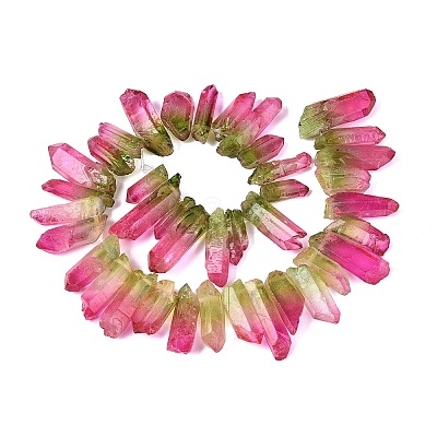 Two Tone Spray Painted Natural Quartz Crystal Points Beads Strands G-Q610-03C-1
