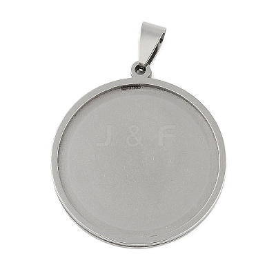 Non-Tarnish 201 Stainless Steel Pendant Cabochon Settings STAS-L279-009P-1