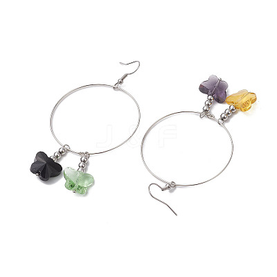 Butterfly Glass Dangle Earrings EJEW-JE05836-1