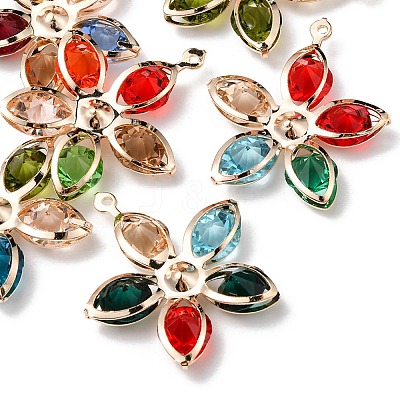 6Pcs Rack Plating Iron Glass Pendants IFIN-YW0001-51-1