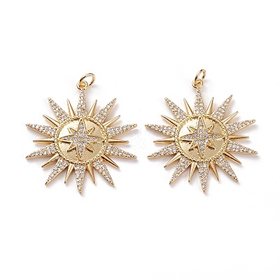 Brass Micro Pave Clear Cubic Zirconia Pendants KK-C100-19G-1