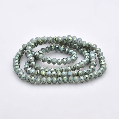 Full Rainbow Plated Faceted Rondelle Imitation Jade Glass Beads Strands GLAA-A024C-FR01-1