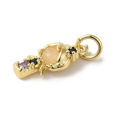 Brass Micro Pave Colorful Cubic Zirconia Glass Pendants X-KK-R162-026F-G-1