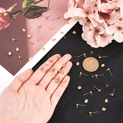 50Pcs Brass Stud Earring Findings KK-CN0001-44-1