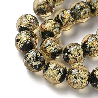 Handmade Luminous Foil Glass Beads LAMP-K039-42-1