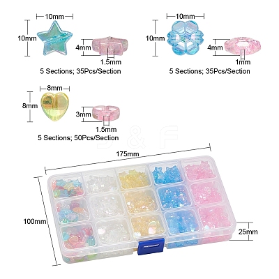 600Pcs 15 Styles Transparent Acrylic Beads TACR-YW0001-36-1