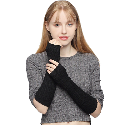 2 Pairs 2 Colors Polyester Long Fingerless Gloves AJEW-HS0001-22-1