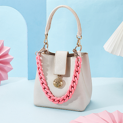 Acrylic Twisted Chain Bag Chains with Alloy Clasps PURS-WH0008-20B-1-1