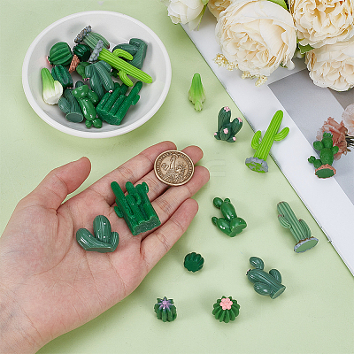 24Pcs 12 Styles Resin Cactus Mini Model DJEW-SP0001-15-1