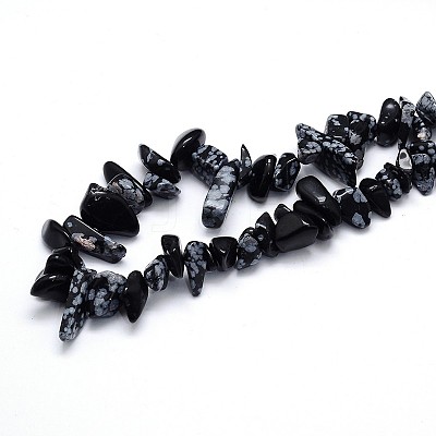 Natural Snowflake Obsidian Beads Strands G-O049-B-44-1