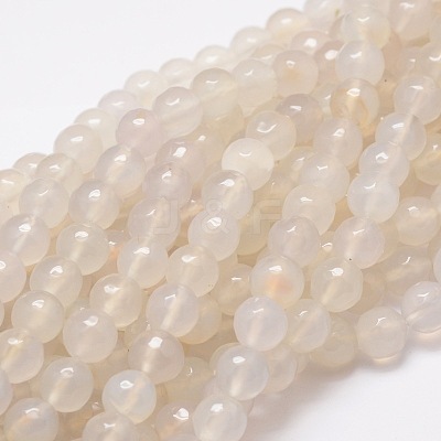 Dyed Natural White Agate Faceted Round Beads Strands G-E320B-10mm-06-1