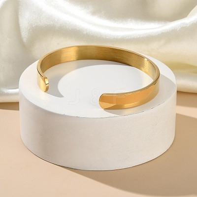 304 Stainless Steel Plain Cuff Bangles for Women BJEW-P344-01B-G-1