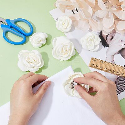 8Pcs 2 Style Camellia Shaped Polyester Alligator Hair Clips PHAR-FH0001-03-1