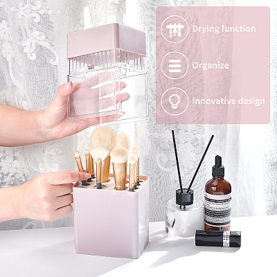 ABS with Plastic Cosmetic Brush Storage Container AJEW-WH0168-18B-1