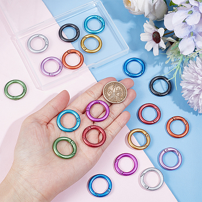 20Pcs 10 Colors Zinc Alloy Frosted Spring Gate Rings FIND-UN0002-76-1