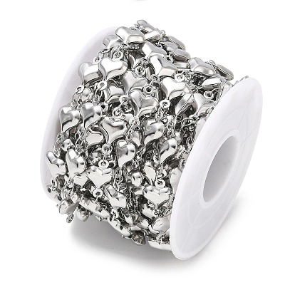 304 Stainless Steel Heart Link Chains CHS-N009-01B-P-1