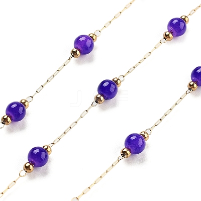 Handmade Round Dyed Natural Malaysia Jade Beaded Chains CHS-P019-08G-H-1