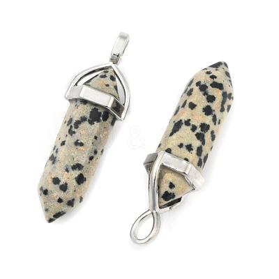 Natural Dalmatian Jasper Double Terminated Pointed Pendants G-D415-03-1