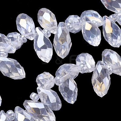 Electroplate Glass Faceted Teardrop Beads Strands X-EGLA-D014-01-1
