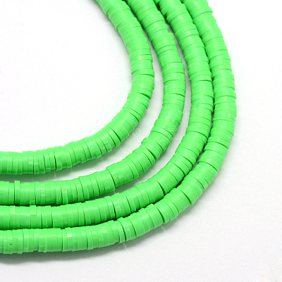 Flat Round Handmade Polymer Clay Bead Spacers X-CLAY-R067-4.0mm-08-1