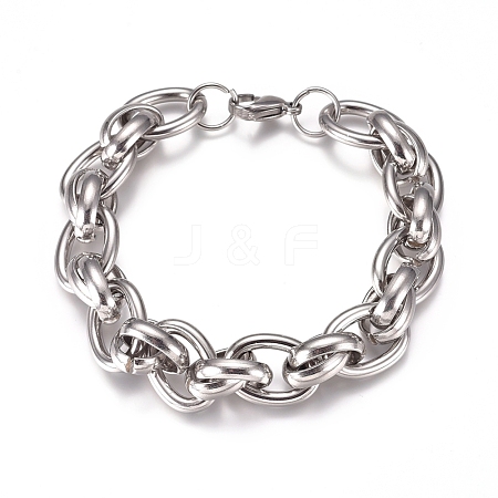 Tarnish Resistant Unisex 304 Stainless Steel Chain Bracelets BJEW-L661-03P-1