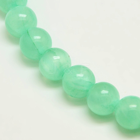 Dyed Natural Green Jade Beads Strands X-JBS053-8MM-27-1