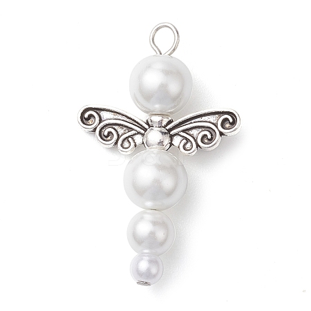Glass Pearl Pendants PALLOY-JF02711-04-1