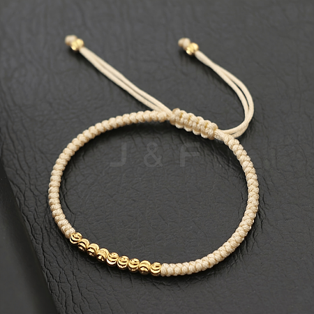 Adjustable Brass Corrugated Round Braided Bead Bracelets for Men Women UH2717-3-1