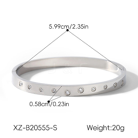 304 Stainless Steel Pave Clear Cubic Zirconia Hinged Cuff Bangles for Women WG9988A-02-1
