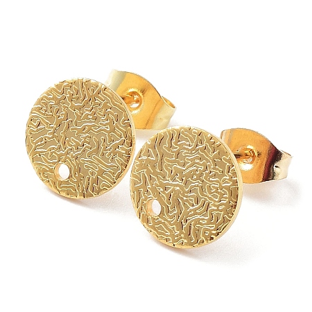 201 Stainless Steel Flat Round Stud Earring Findings STAS-K259-18C-G-1