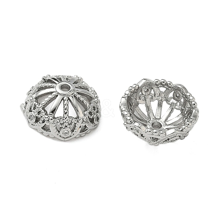 Brass Micro Pave Clear Cubic Zirconia Bead Caps KK-S350-09P-1