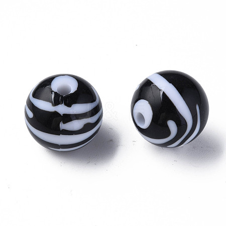 Opaque Striped Acrylic Beads MACR-S373-27B-10-1