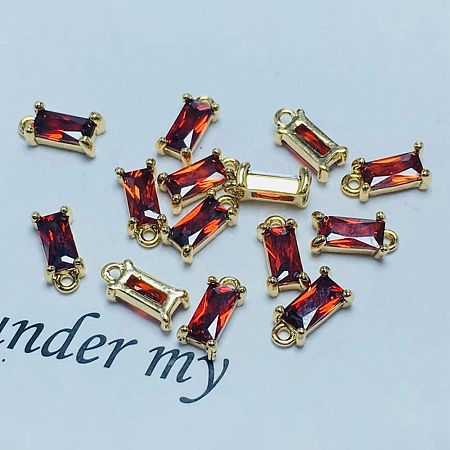 Golden Plated Brass Cubic Zirconia Charms LS-ZIRC-WH0015-01G-12-1