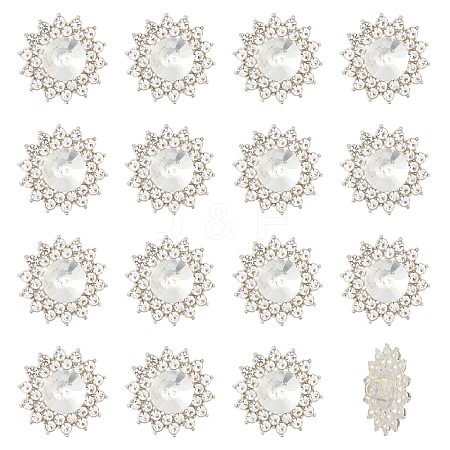 16Pcs Alloy Rhinestone Shank Buttons BUTT-MA0001-07-1