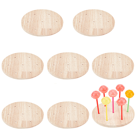Round Natural Wood Lollipop Display Stands ODIS-WH0030-54B-1