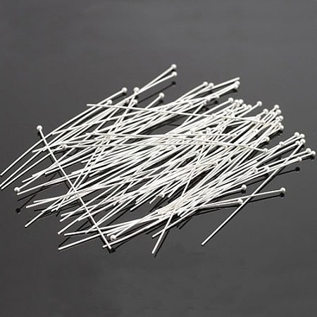 100Pcs Silver Color Plated Brass Ball Head Pins X-RP0.5X40mm-S-1