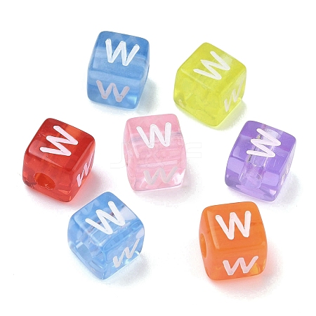 Spray Painted Transparent Acrylic Beads MACR-K365-07W-1