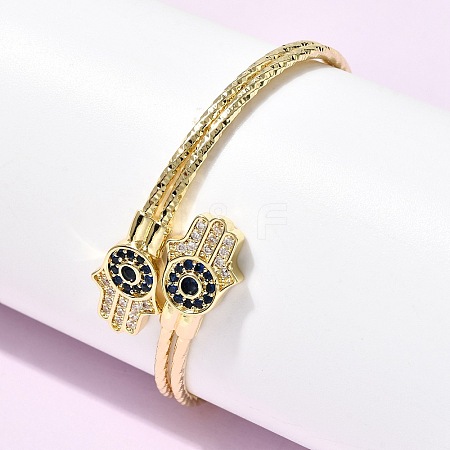 Brass Micro Pave Cubic Zirconia Cuff Bangles for Women BJEW-F526-08G-1