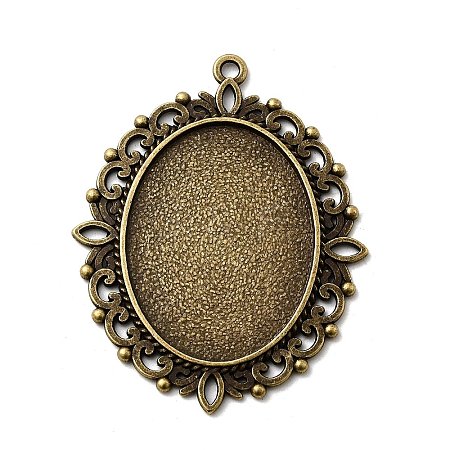 Large Vintage Tibetan Style Alloy Pendant Cabochon Settings X-TIBEP-M018-70AB-NF-1