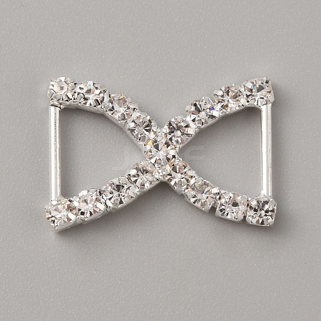 Silver Plated Brass Rhinestone Connector Charms RB-WH0001-03-1
