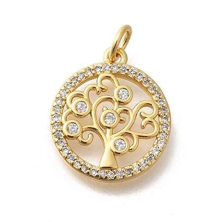 Rack Plating Brass Micro Pave Cubic Zirconia Pendants KK-M296-09G-1