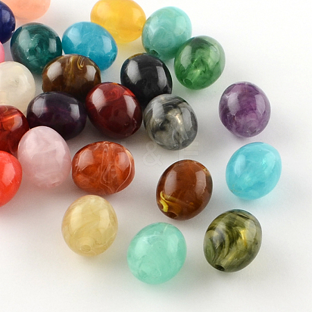 Oval Imitation Gemstone Acrylic Beads OACR-R038-M-1