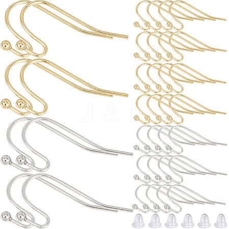 SOFPLATE 300Pcs 2 Colors Brass Earring Hooks KK-SP0001-36-1