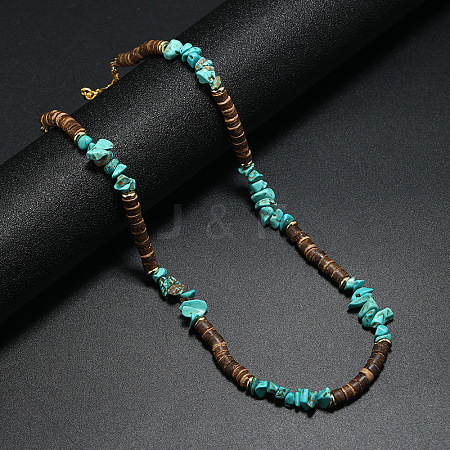 Bohemian Turquoise Stone Coconut Shell Surf Punk Necklace for Men LS-NI4745-1-1