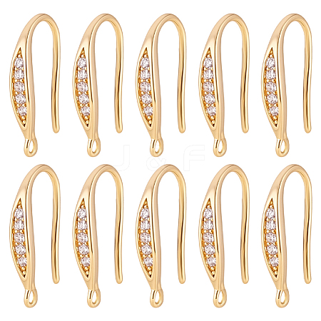 20Pcs Brass Micro Pave Clear Cubic Zirconia Earring Hooks KK-BBC0023-51-1