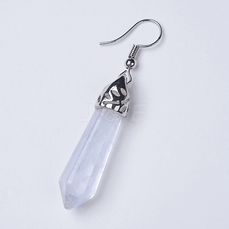Natural Quartz Crystal Dangle Earrings EJEW-K069-A01-1