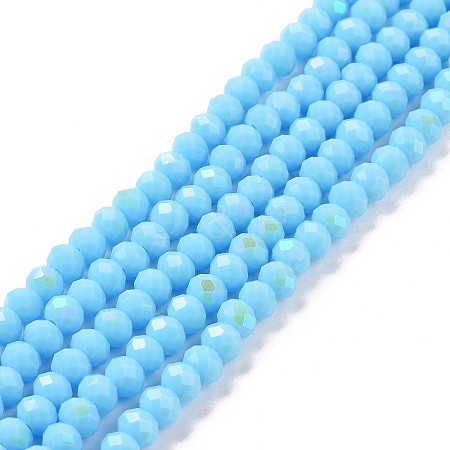 Electroplate Opaque Solid Color Glass Beads Strands EGLA-A034-P4mm-L11-1