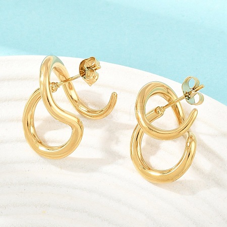 Irregular 304 Stainless Steel Stud Earrings SA-CBABBA6-02G-1